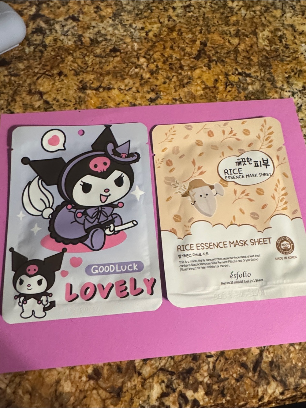 Cute Kuromi Character Sheet Mask Collagen/Rice Essence Mask Duo